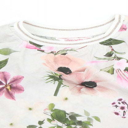Evie Girls Grey Floral  Basic Blouse Size 7 Years