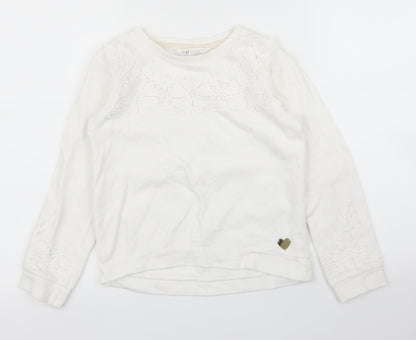 H&M Girls White   Pullover Jumper Size 7 Years