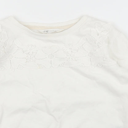 H&M Girls White   Pullover Jumper Size 7 Years