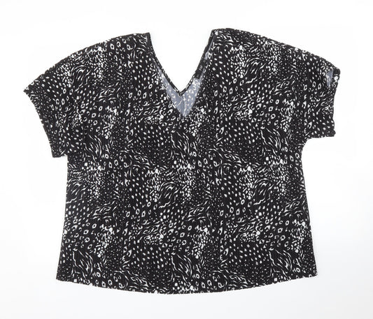 F&F Womens Black Animal Print  Basic Blouse Size 16