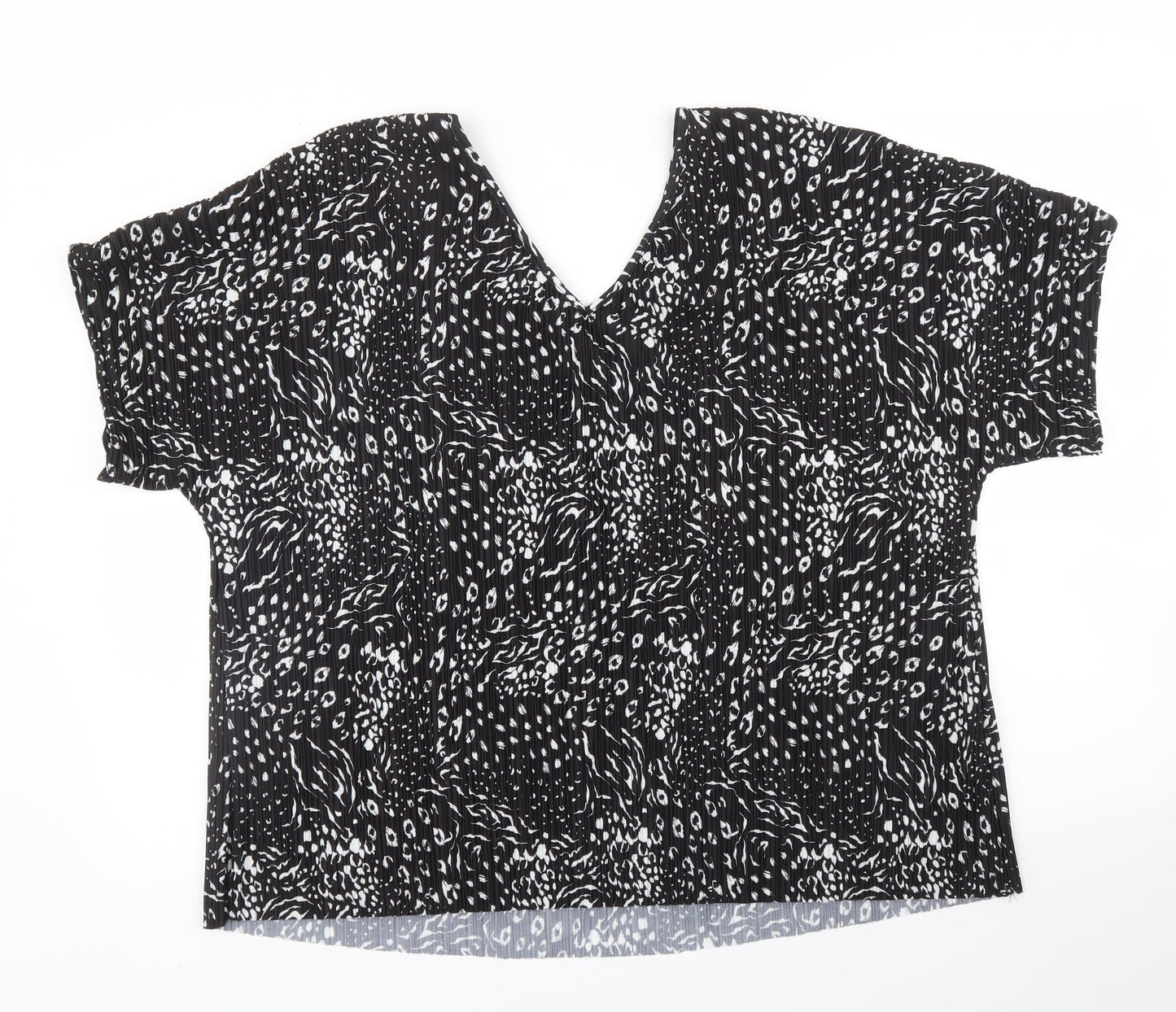 F&F Womens Black Animal Print  Basic Blouse Size 16