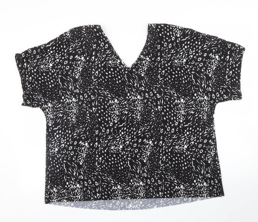 F&F Womens Black Animal Print  Basic Blouse Size 16