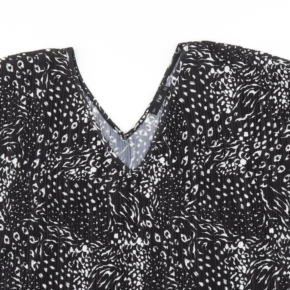 F&F Womens Black Animal Print  Basic Blouse Size 16