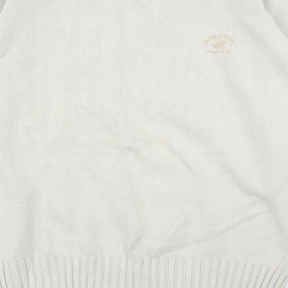 Brand and care label for Beverley Hills men’s beige jumper, size XL