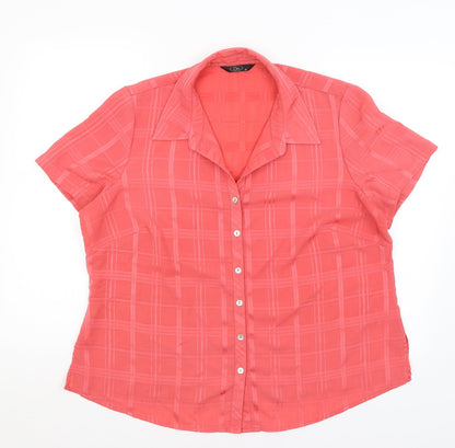 Womens UK Size 20 BM Red Basic Button-Up
