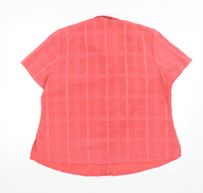 Womens UK Size 20 BM Red Basic Button-Up