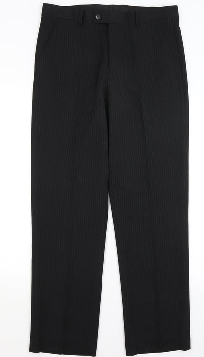 Taylor & Wright Mens Black Striped  Dress Pants Trousers Size 32 in L31 in