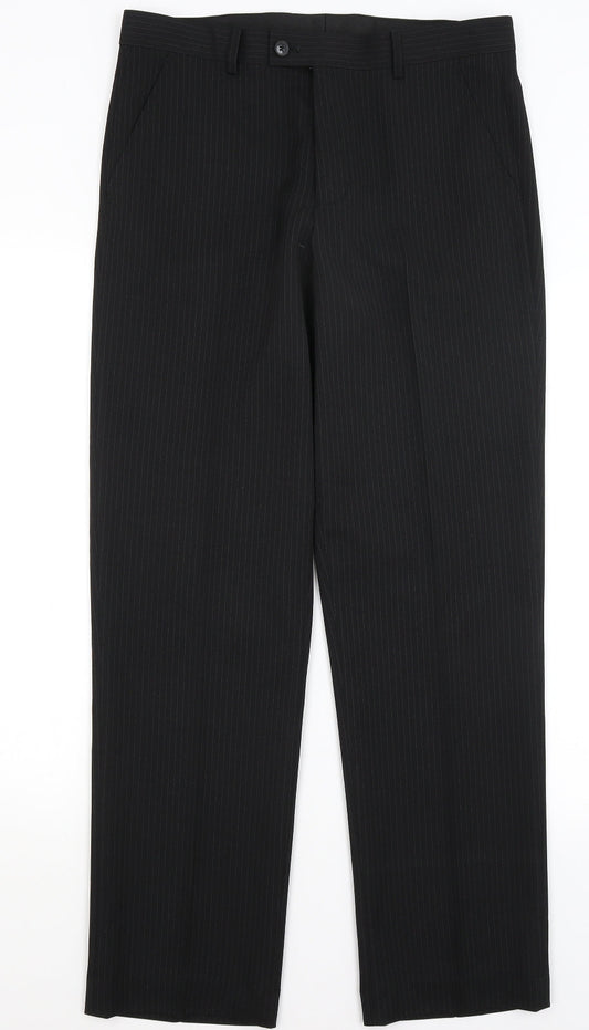 Taylor & Wright Mens Black Striped  Dress Pants Trousers Size 32 in L31 in