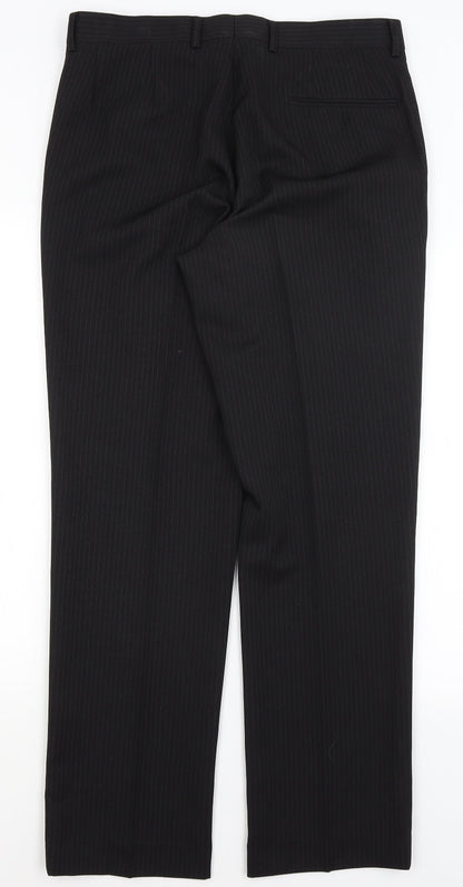 Taylor & Wright Mens Black Striped  Dress Pants Trousers Size 32 in L31 in