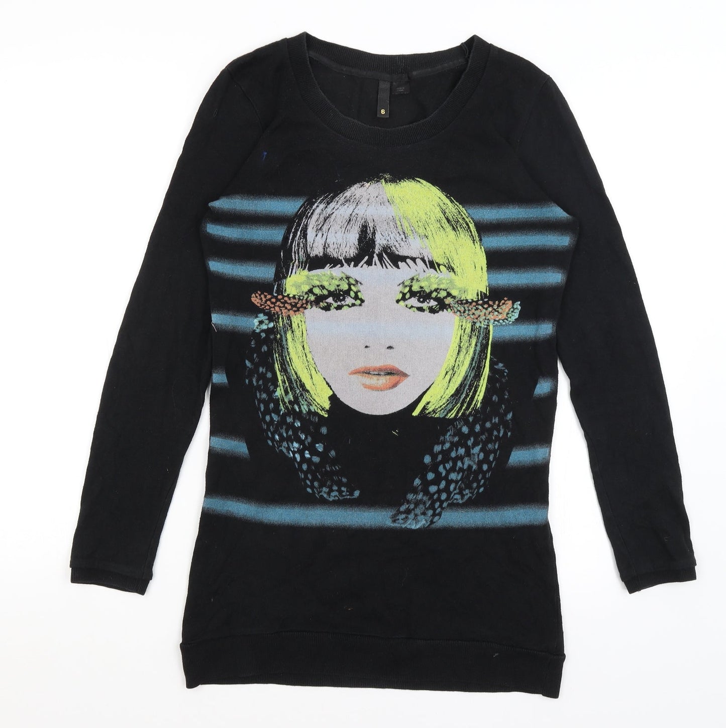 Womens UK Size 6 Divided Black Pullover Jumper
