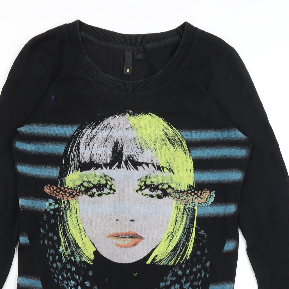 Womens UK Size 6 Divided Black Pullover Jumper