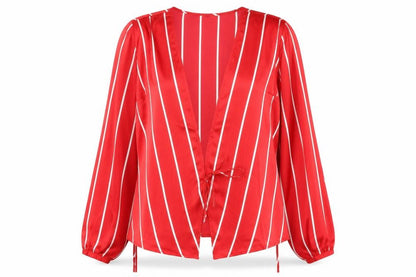 Bonprix Womens Red Striped Wrap Jumper Size 12