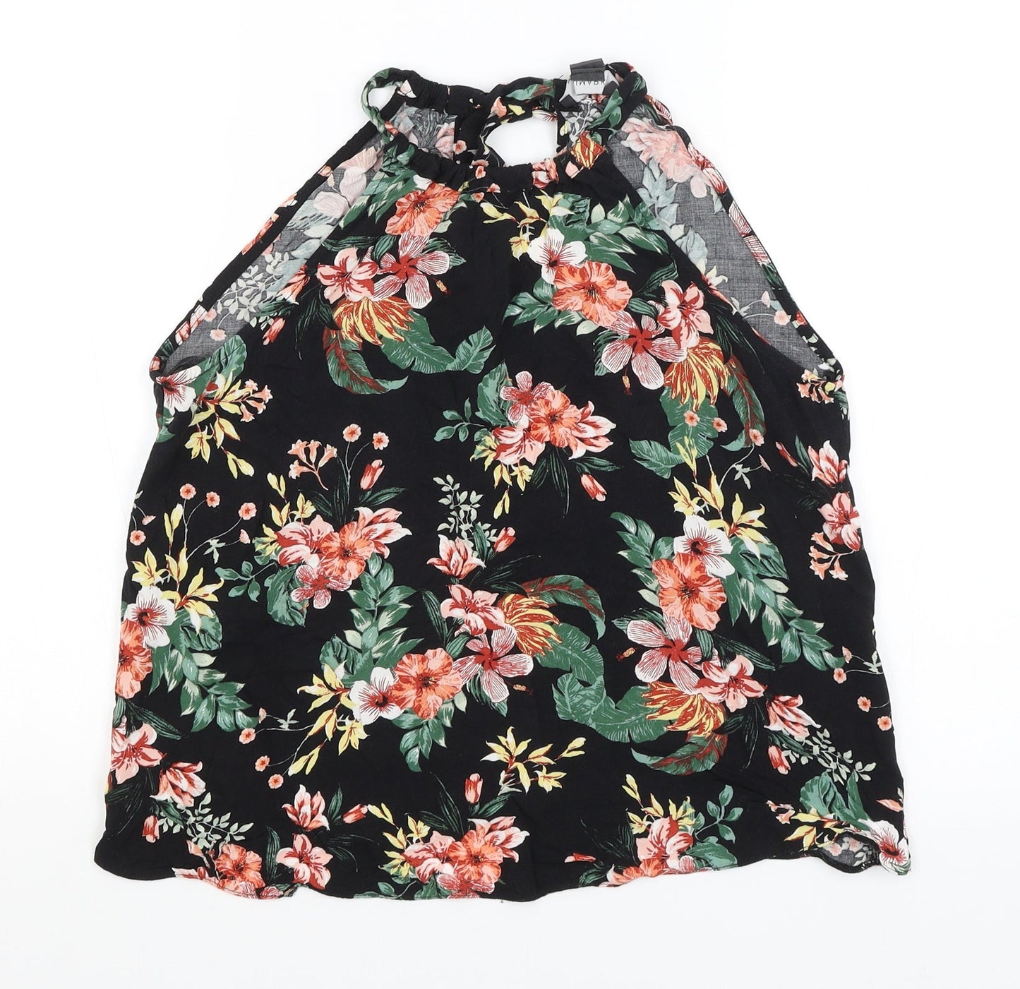 Primark Womens Black Floral  Basic Tank Size 8