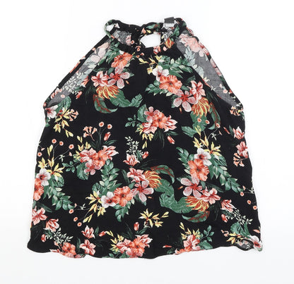 Primark Womens Black Floral  Basic Tank Size 8