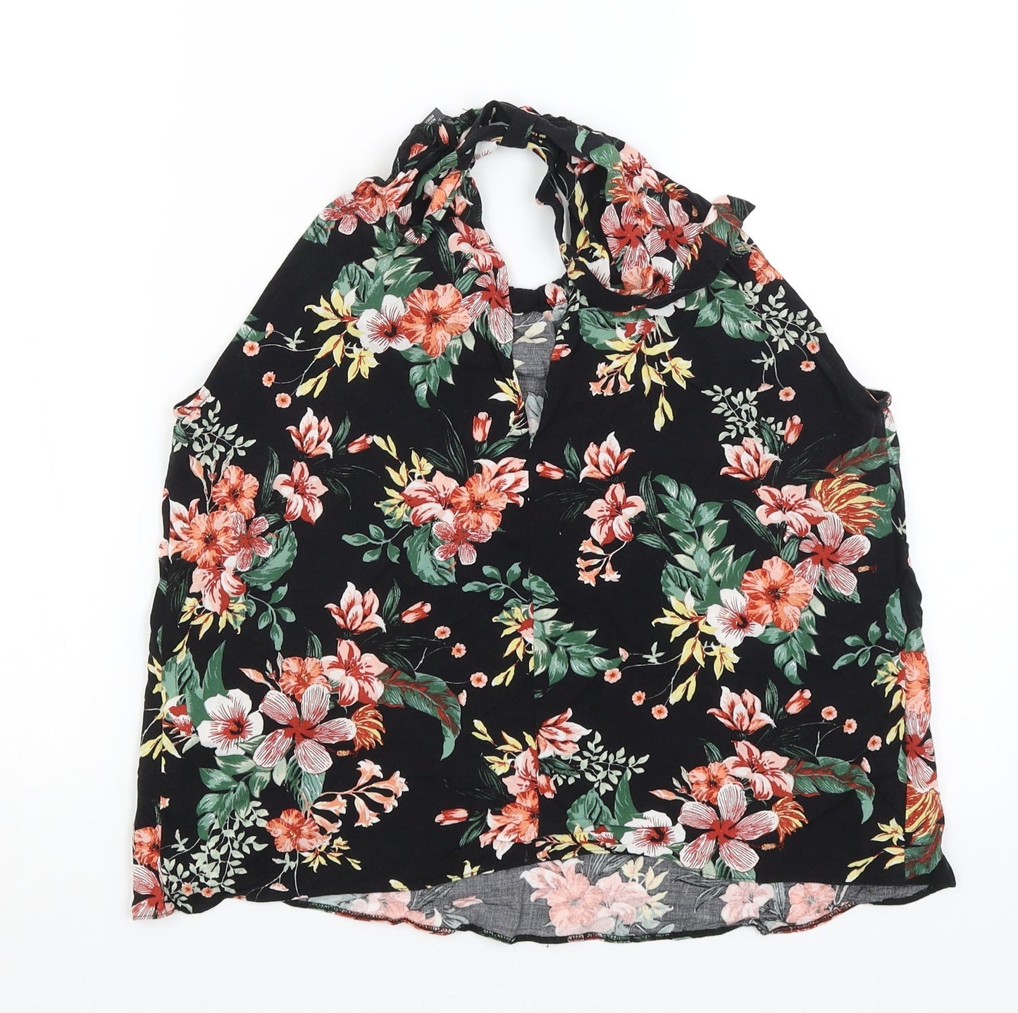 Primark Womens Black Floral  Basic Tank Size 8
