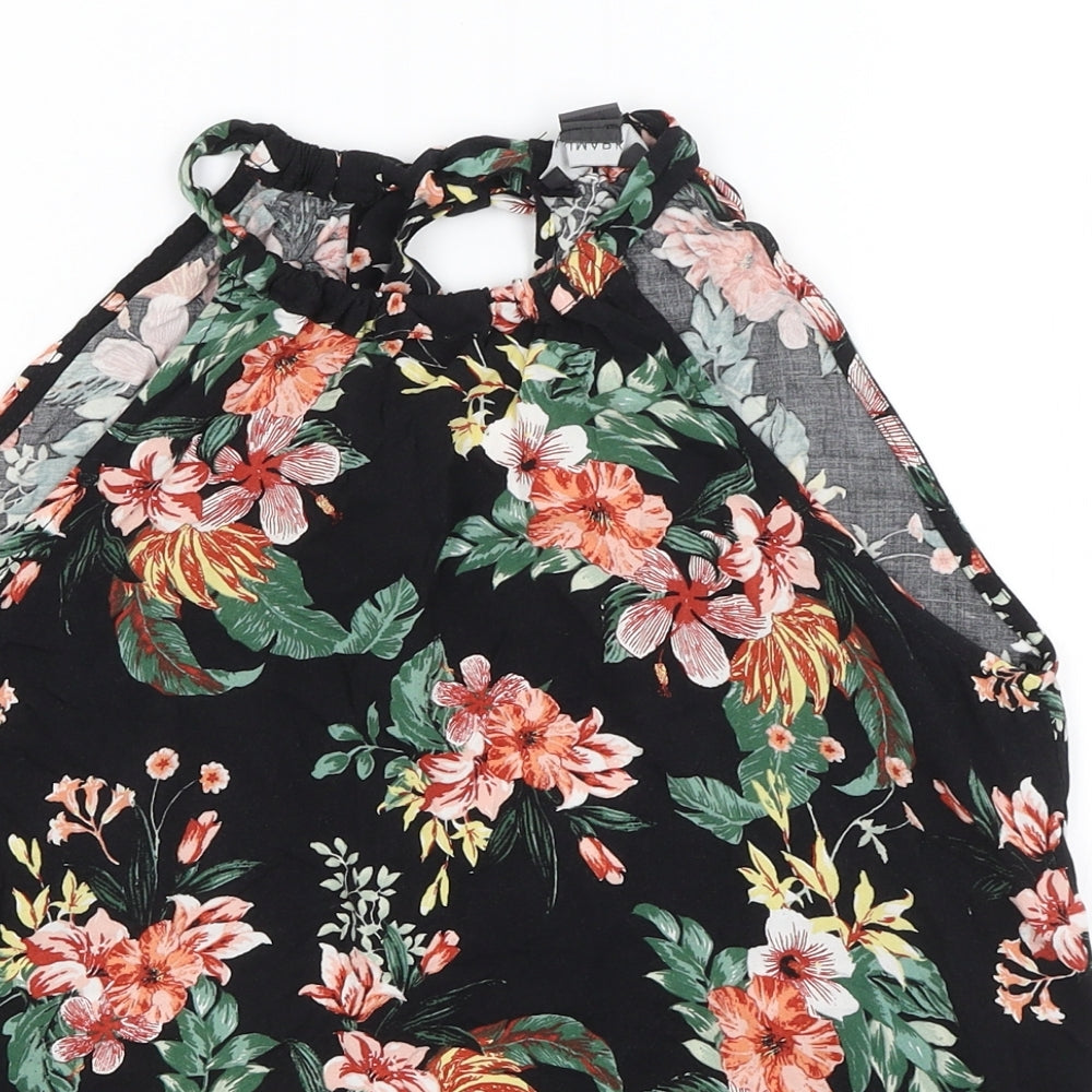 Primark Womens Black Floral  Basic Tank Size 8