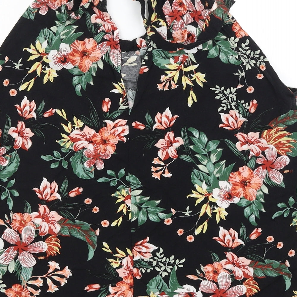 Primark Womens Black Floral  Basic Tank Size 8