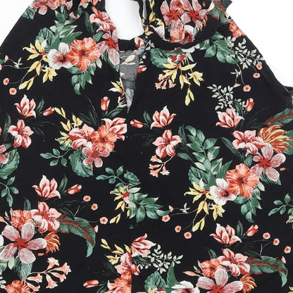Primark Womens Black Floral  Basic Tank Size 8
