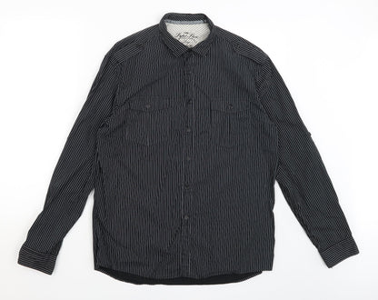Mens UK Size L NEXT Black  Button-Up Long Sleeve Casual Shirt