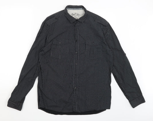Mens UK Size L NEXT Black  Button-Up Long Sleeve Casual Shirt