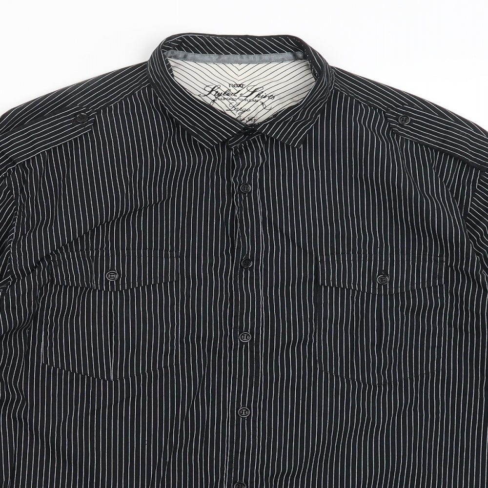 Mens UK Size L NEXT Black  Button-Up Long Sleeve Casual Shirt