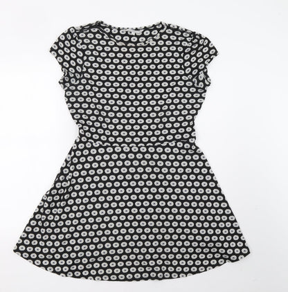Debenhams Womens Black Polka Dot  A-Line  Size 12