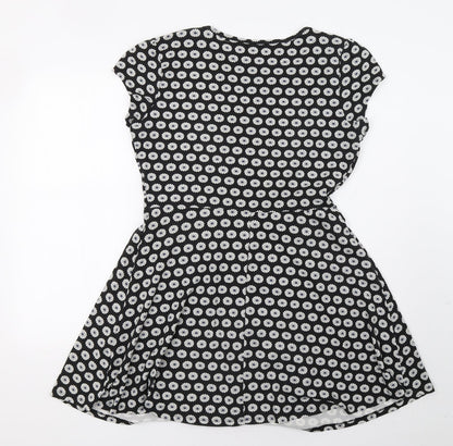 Debenhams Womens Black Polka Dot  A-Line  Size 12