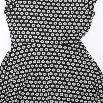 Debenhams Womens Black Polka Dot  A-Line  Size 12