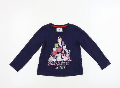 George  Girls Blue   Basic T-Shirt Size 4-5 Years