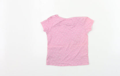 Primark  Girls Pink Polka Dot  Basic T-Shirt Size 5-6 Years