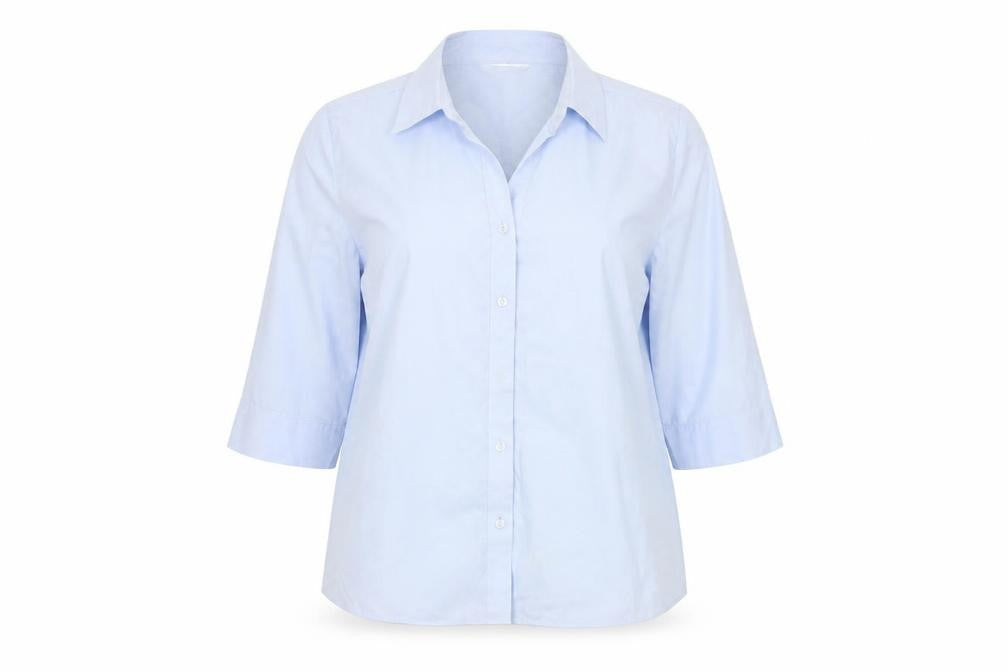Womens UK Size 16 AMARANTO Blue Basic Button-Up