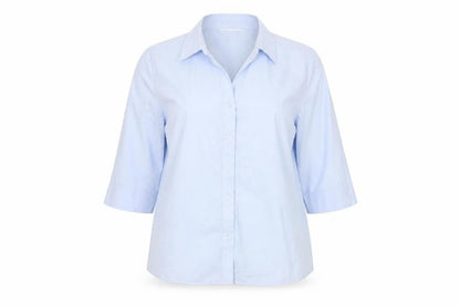 Womens UK Size 16 AMARANTO Blue Basic Button-Up