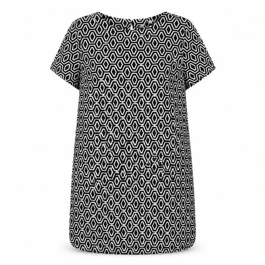 Peacocks Womens White Geometric  A-Line  Size 12