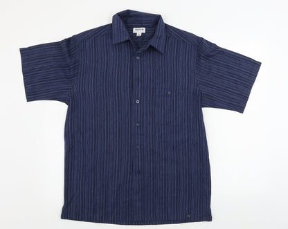 Mens UK Size S Haggar Blue  Button-Up Short Sleeve Casual Shirt