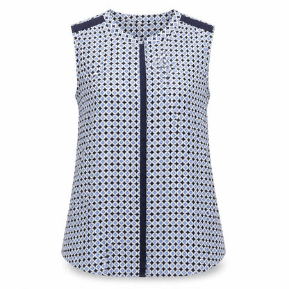 HELENE FICHER  Womens Blue Geometric  Basic Button-Up Size 8