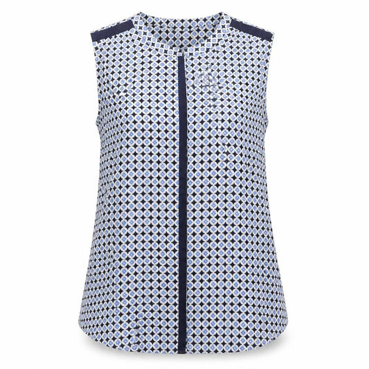 HELENE FICHER  Womens Blue Geometric  Basic Button-Up Size 8