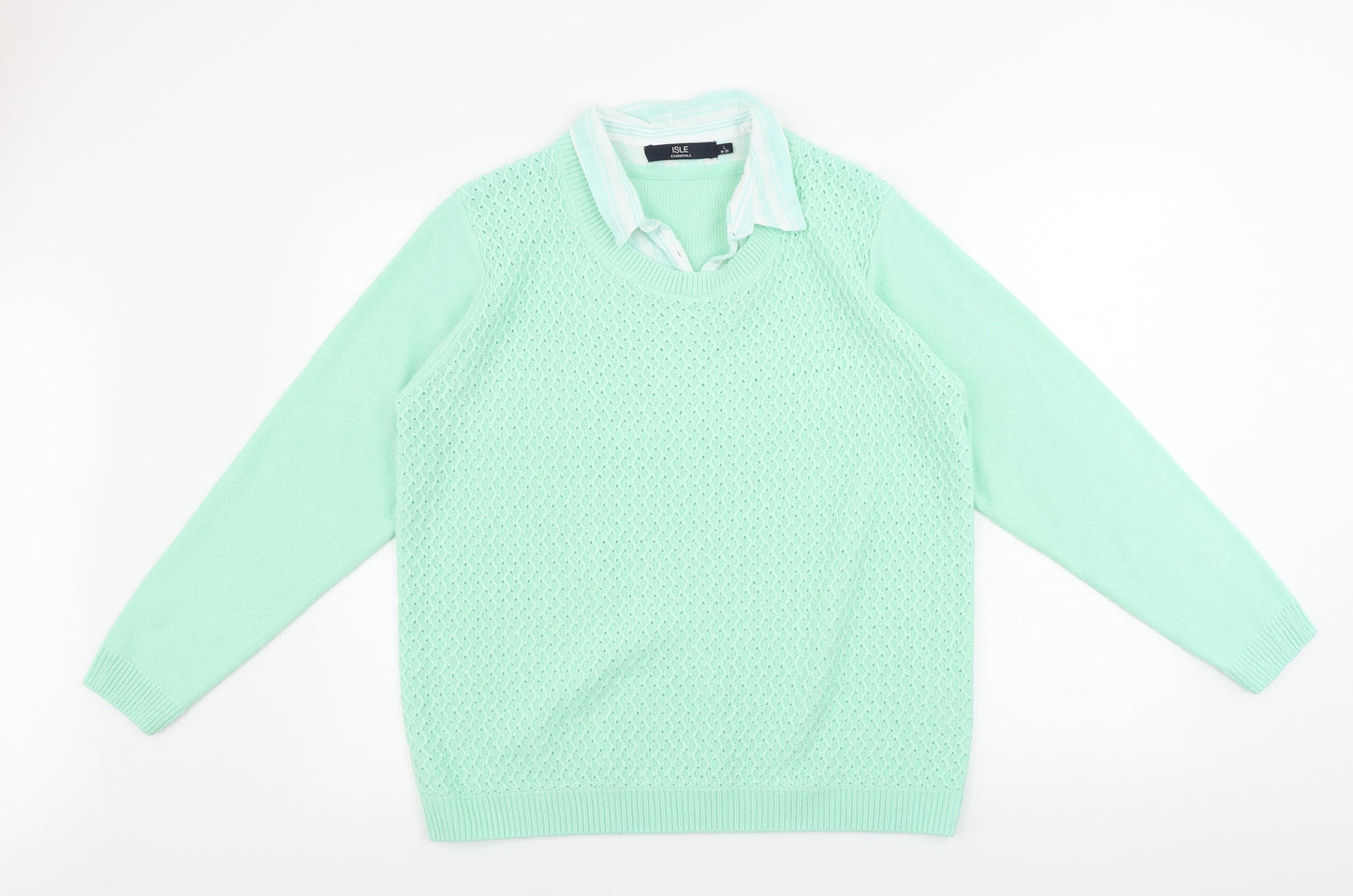 isle  Mens Green   Henley Jumper Size L