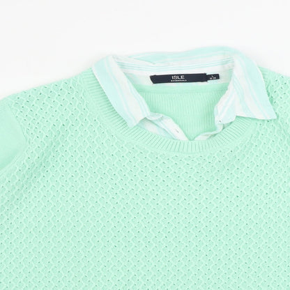 isle  Mens Green   Henley Jumper Size L