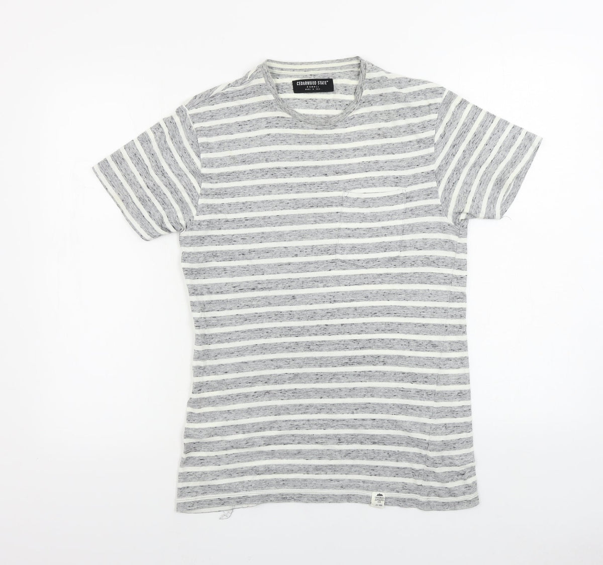 Greenwoods state Womens Grey Striped  Basic T-Shirt Size XS