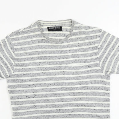 Greenwoods state Womens Grey Striped  Basic T-Shirt Size XS