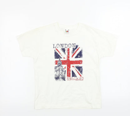 Fruit of the Loom  Boys Ivory   Basic T-Shirt Size 7-8 Years