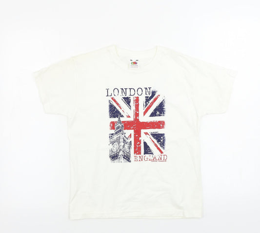 Fruit of the Loom  Boys Ivory   Basic T-Shirt Size 7-8 Years