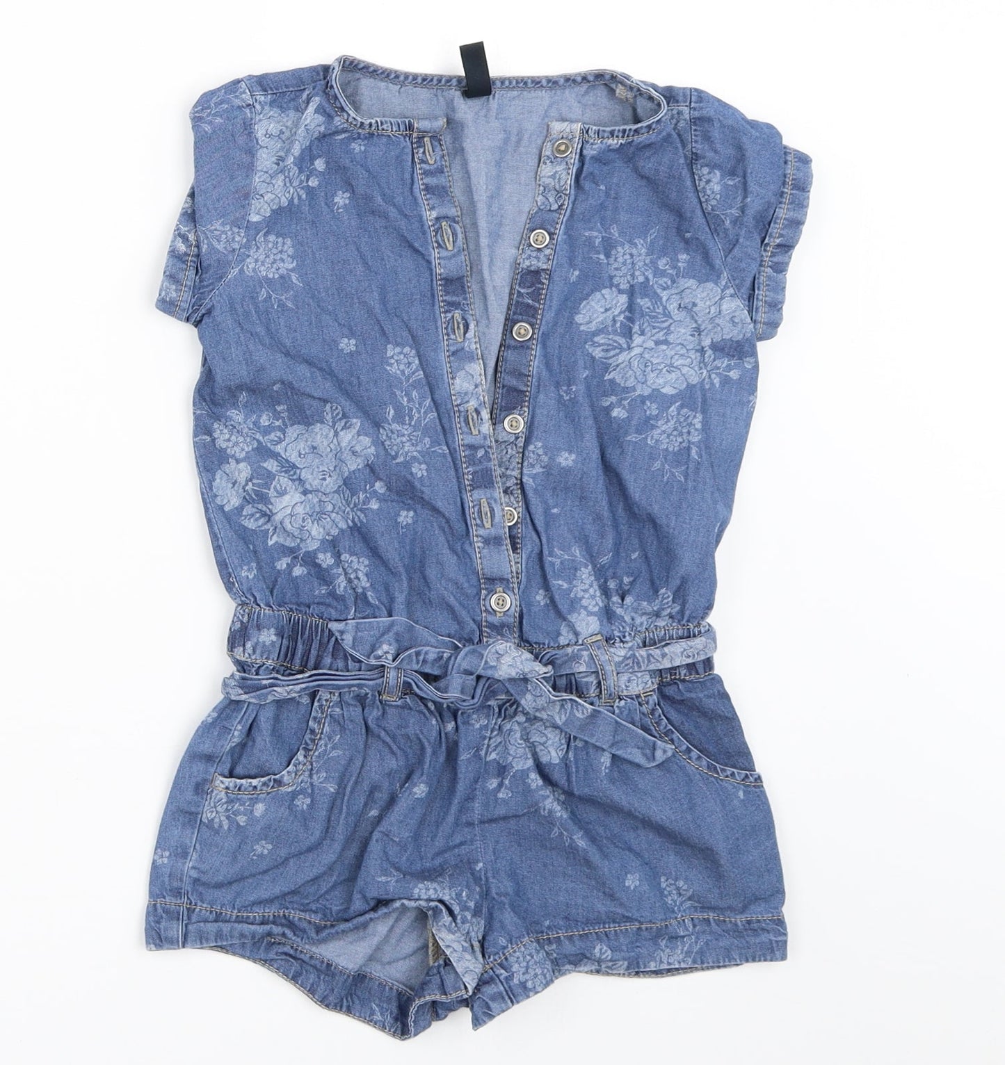 Benetton Jeans Girls Blue  Denim Playsuit One-Piece Size XS