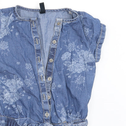 Benetton Jeans Girls Blue  Denim Playsuit One-Piece Size XS
