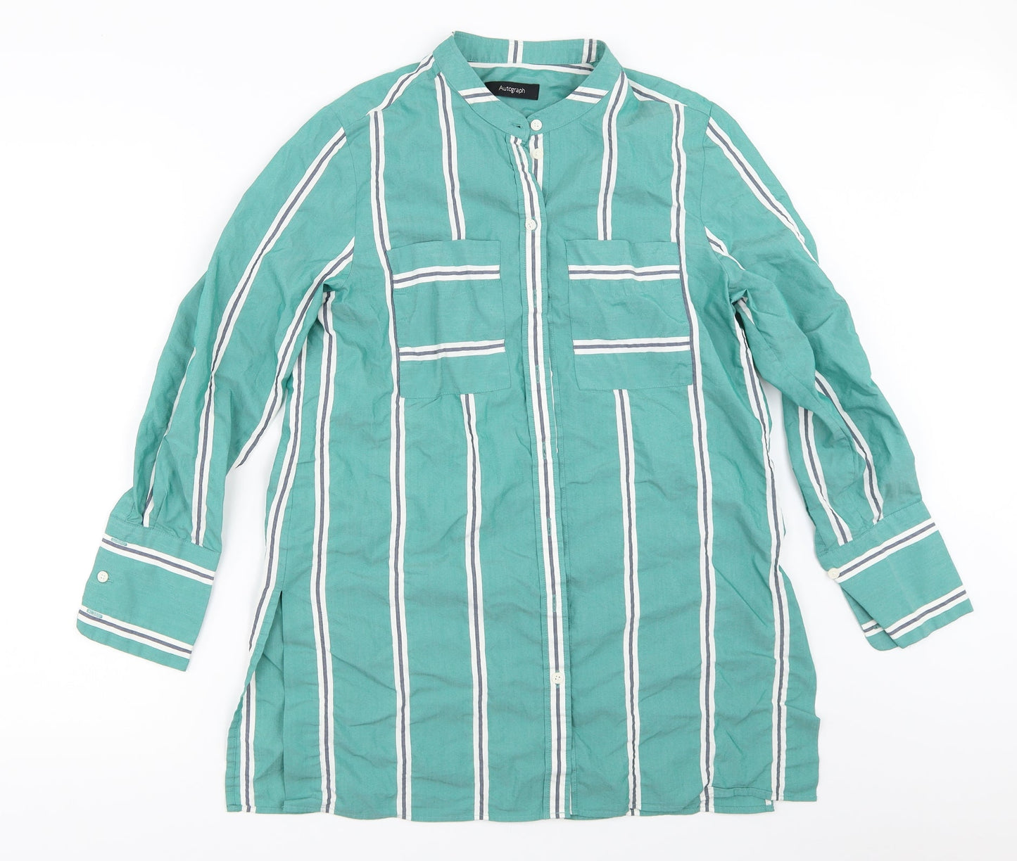 Womens UK Size 8 Marks and Spencer Green Basic Button-Up