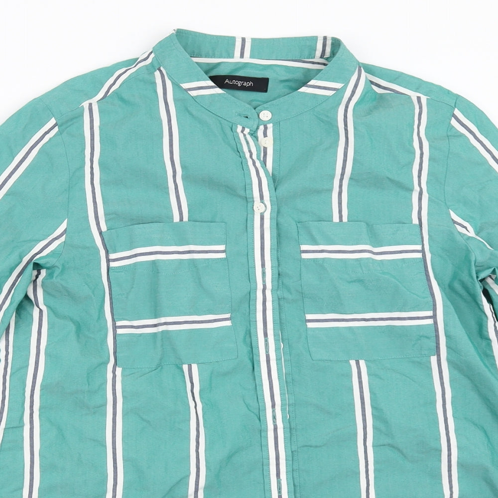 Womens UK Size 8 Marks and Spencer Green Basic Button-Up