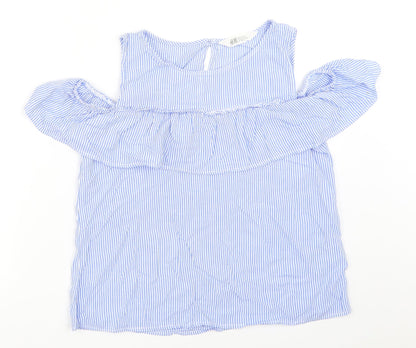 H&M Girls Blue Striped  Basic Blouse Size 14 Years