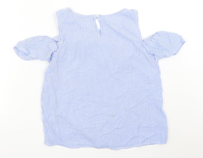 H&M Girls Blue Striped  Basic Blouse Size 14 Years