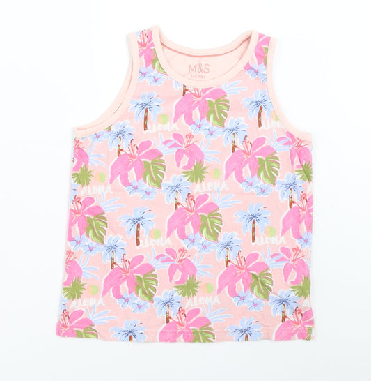 Marks and Spencer Girls Pink   Basic Tank Size 9-10 Years
