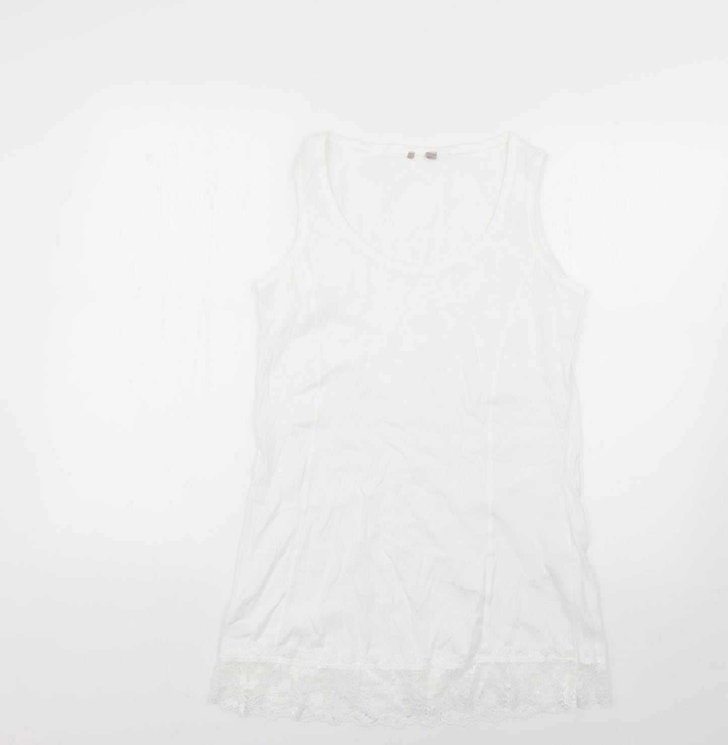Womens UK Size 10 Preworn White Basic T-Shirt
